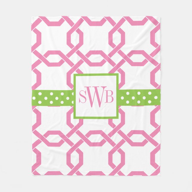 Lattice & Grosgrain Monogrammed Fleece Blanket (Framsidan)