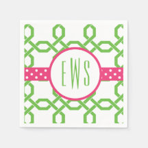 Lattice & Grosgrain Monogrammed Party Napkins