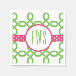 Lattice & Grosgrain Monogrammed Party Napkins Pappersservett