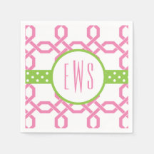 Lattice & Grosgrain Monogrammed Party Napkins