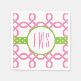 Lattice & Grosgrain Monogrammed Party Napkins Pappersservett