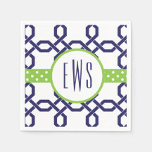 Lattice & Grosgrain Monogrammed Party Napkins