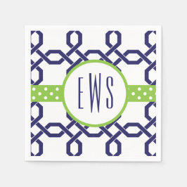 Lattice & Grosgrain Monogrammed Party Napkins Pappersservett