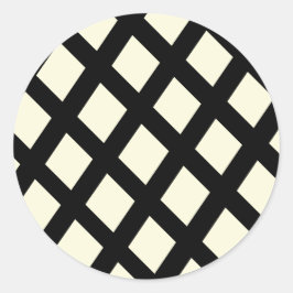 Lattice Round Stickers (Cream & Black) Runt Klistermärke