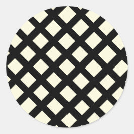 Lattice Round Stickers (Cream & Black) Runt Klistermärke