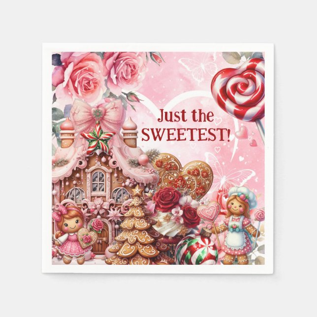 Lattice & Snöre Valentine Gingerbröd Napkins Pappersservett (Framsidan)