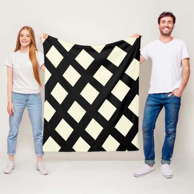 Lattice Throw Blanket (Cream & Black) Fleecefilt (På plats)