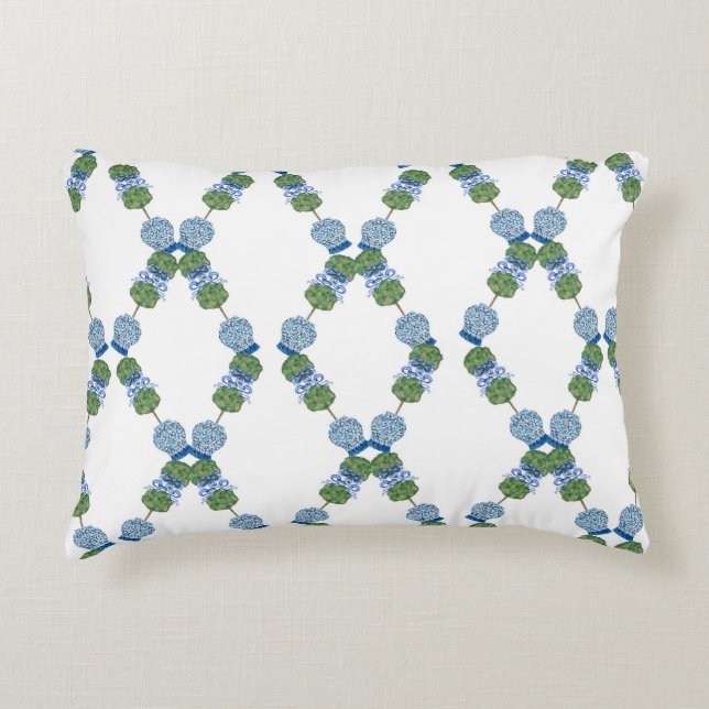 Lattice Topiary Chinoiserie Blue Ginger Burk Prydnadskudde (Framsidan)
