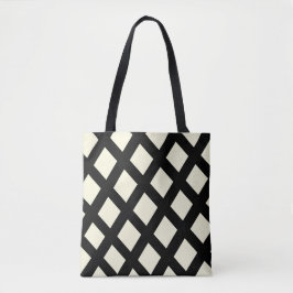 Lattice Tote Bag (Cream & Black) Tygkasse