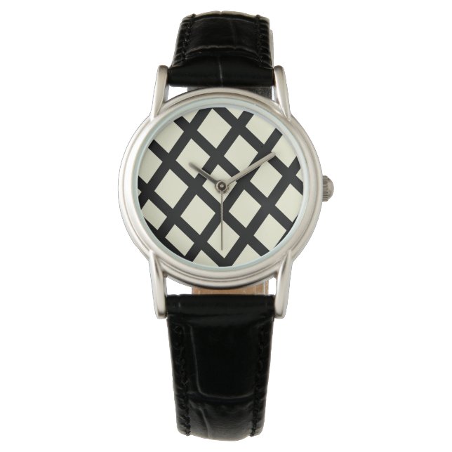 Lattice Watch (Cream & Black) Armbandsur (Framsida)