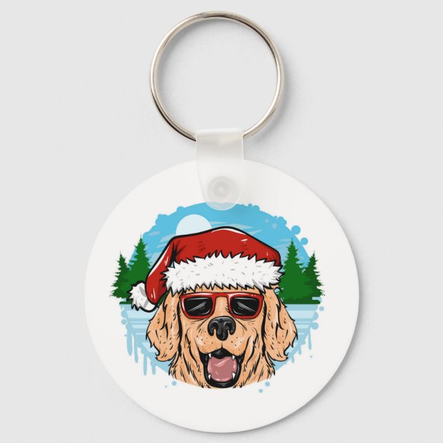 Lattillustration för Labrador Retriever jultomten Nyckelring (Framsida)