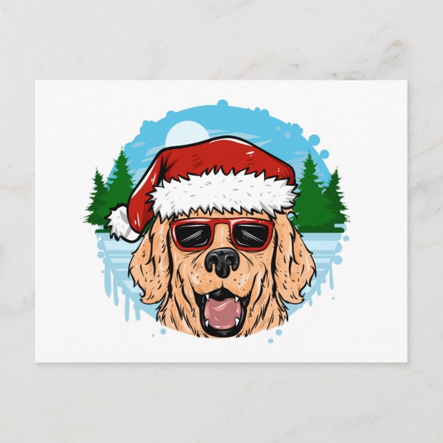 Lattillustration för Labrador Retriever jultomten Vykort (Framsida)