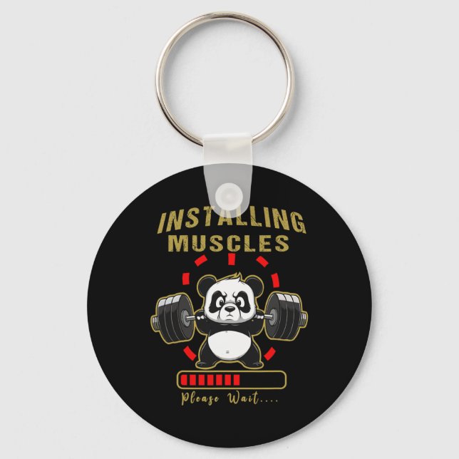 Lättinstallerad muskelpanda Viktad lyftbarb Nyckelring (Framsida)