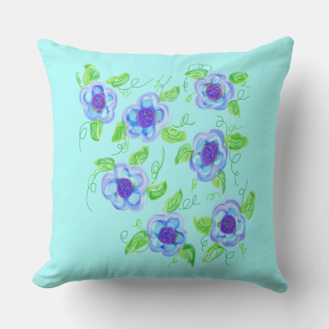 Lättkalk och Lila Pillow Utomhuskudde (Framsida)