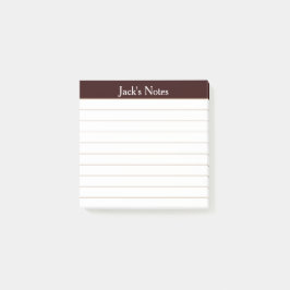 Lättläst chokladbrun linjerad personlig post-it block