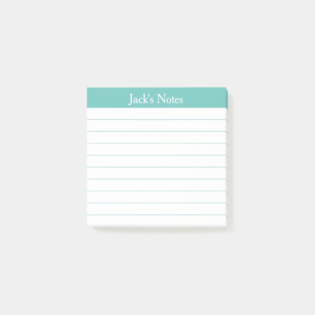 Lättläst Klassisk Aqua Linjerad Personlig Post-it Block (Framsida)