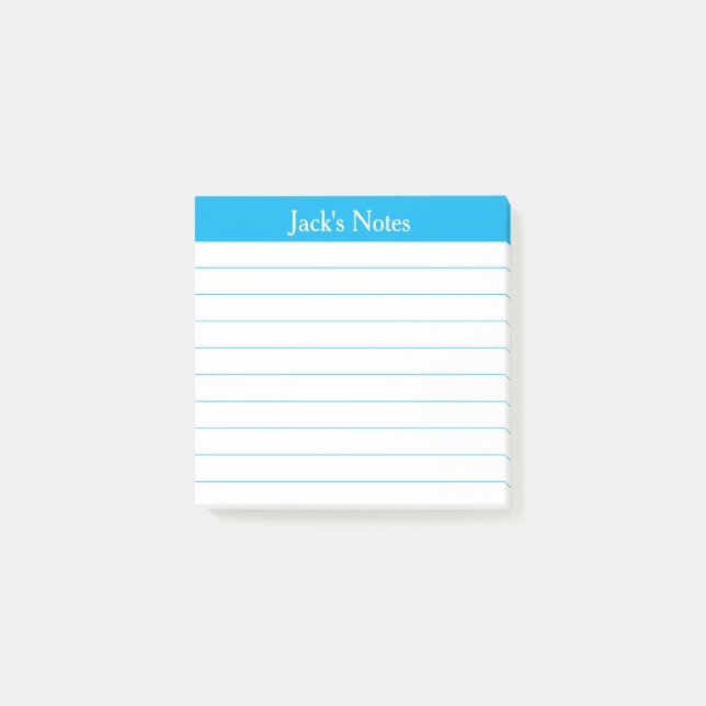 Lättläst Klassisk Himmelsblå Linjerad Personlig Post-it Block (Framsida)