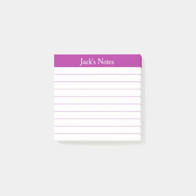 Lättläst Klassisk Mörk Rosa Linjerad Personlig Post-it Block (Framsida)