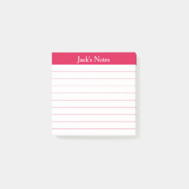Lättläst körsbärsröd personlig linjerad anteckning post-it block