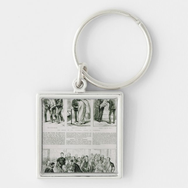 Lättnad av irländskt nödläge fyrkantig silverfärgad nyckelring (Framsidan)