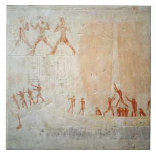 Lättnad från Mastabaen av Akhethotep som visar b Kakelplatta