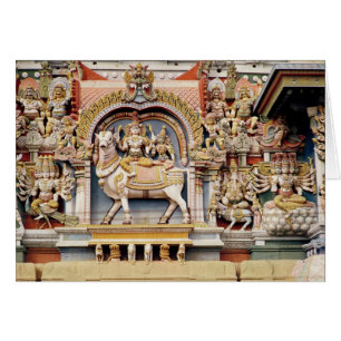Lättnad som visar den Shiva och Parvati ridningen Hälsningskort