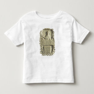 Lättnad som visar en blomma- och grönsaksäljare t shirt