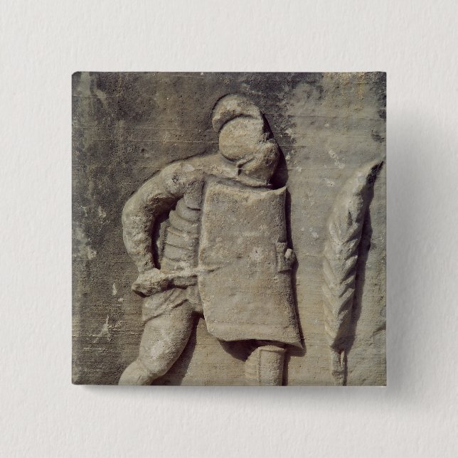 Lättnad som visar en romersk soldat knapp (Framsida)