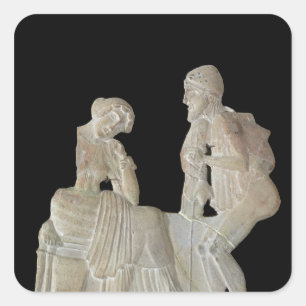 Lättnad som visar Odysseus och penelopen Fyrkantigt Klistermärke