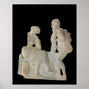Lättnad som visar Odysseus och penelopen Poster