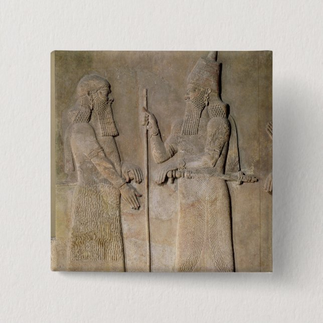 Lättnad som visar Sargon II och en vizier Knapp (Framsida)