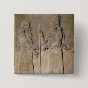Lättnad som visar Sargon II och en vizier Knapp
