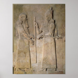 Lättnad som visar Sargon II och en vizier Poster