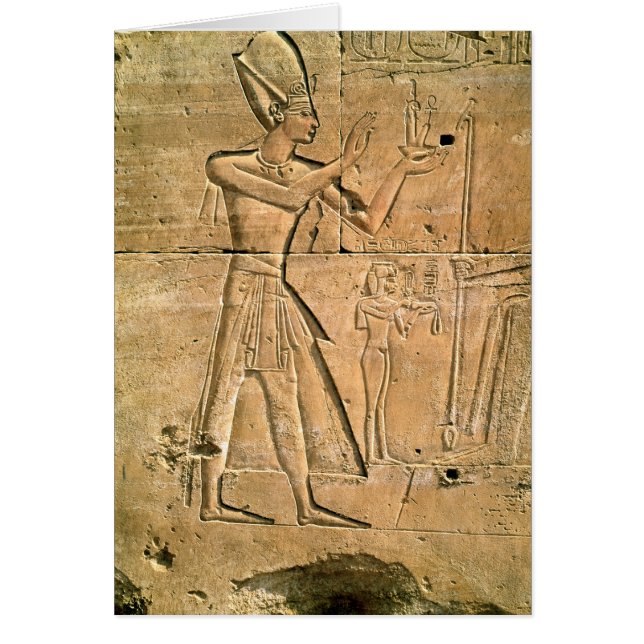 Lättnad som visar Tuthmosis III, skapar Hälsningskort (Framsidan)