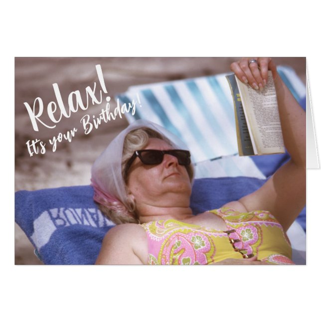 Lättnader i Grattis på födelsedagen på Beach-Vinta Hälsningskort (Framsidan Horizontal)