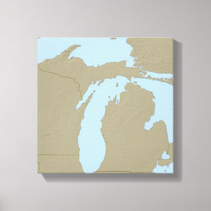 Lättnadskarta av Michigan Canvastryck