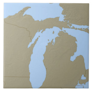 Lättnadskarta av Michigan Kakelplatta