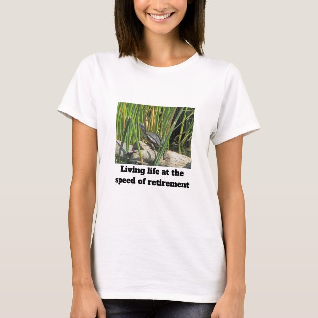 Lättnostiskt fotfoto för sköldpadda Lycklig Pensio T Shirt (Framsida)