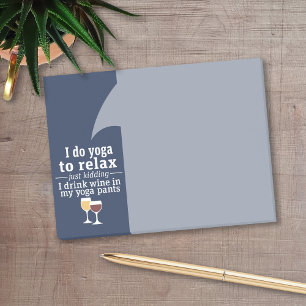 Lättnotan Vin - jag dricker vin i yoga byxor Post-it Block