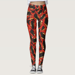 Lättöppnad munnens grafiska motiv slumpmässigt mön leggings