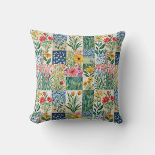 Lättpatchwork Blommor Botanisk Trädgård Blommor Va Kudde