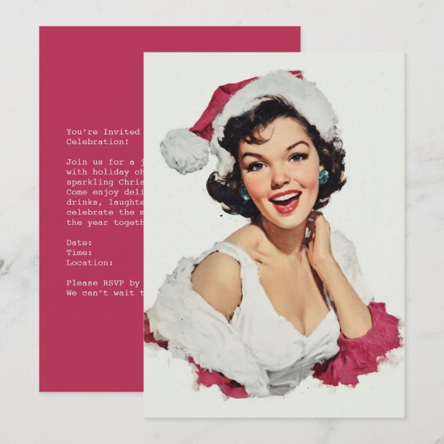 Lättreturerande Retro-Jul Pin-Up Julkort (Fram/baksida)