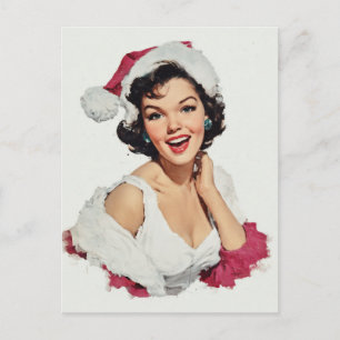 Lättreturerande Retro-Jul Pin-Up Vykort