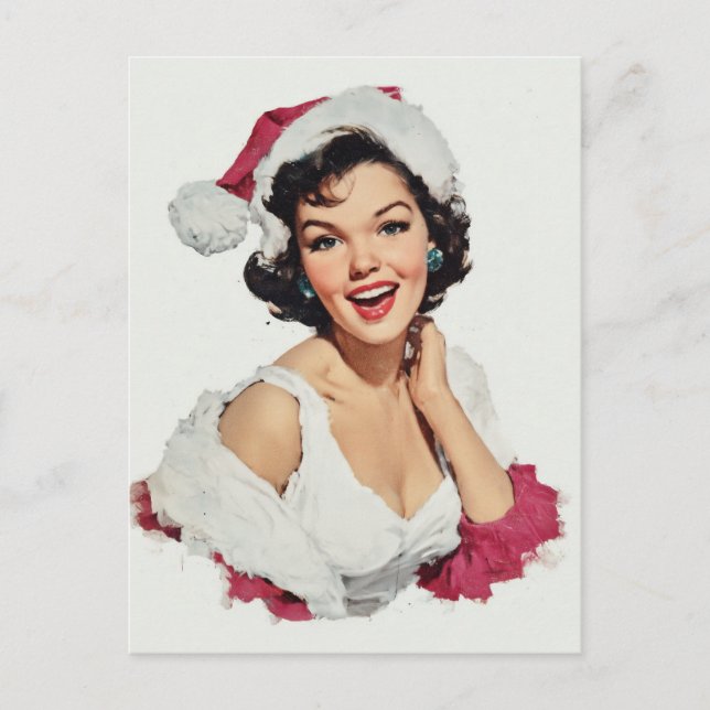 Lättreturerande Retro-Jul Pin-Up Vykort (Framsida)