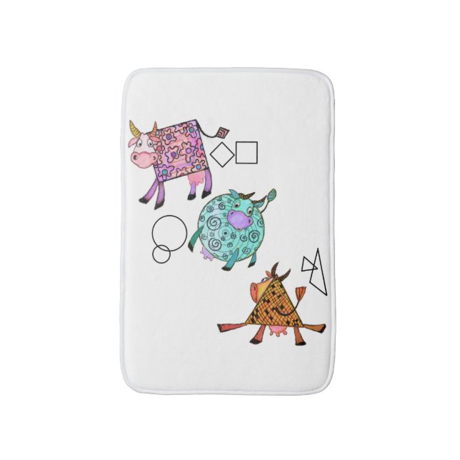 Lättrik badmatt med färgfulla geometriska kor badrumsmatta (Framsidan (Vertikal))