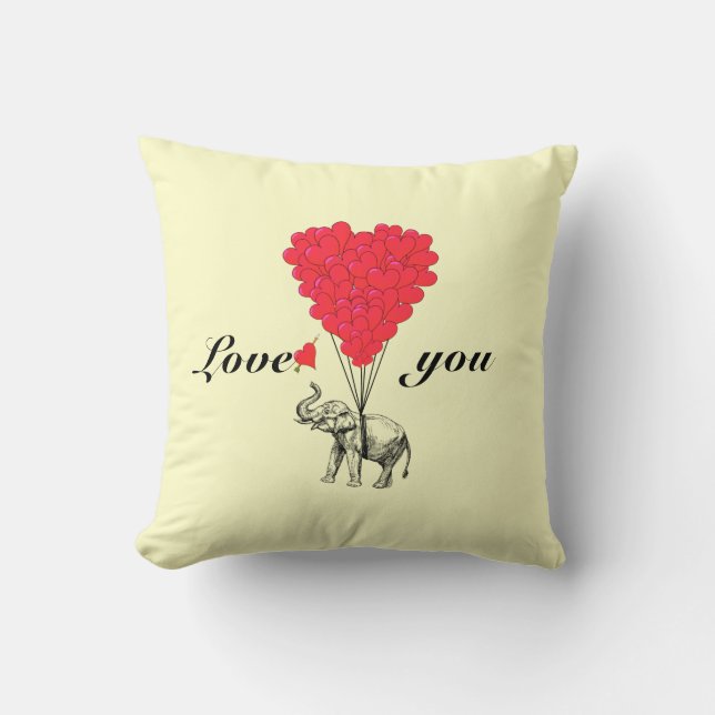 Lättromantiska Valentineser av elefant Kudde (Framsida)