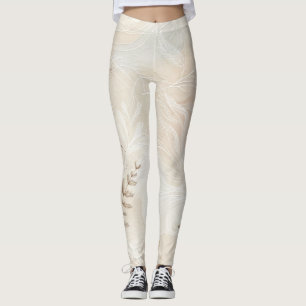 Lättsam Bohemisk Botanisk Blommig Sträng Konst Des Leggings