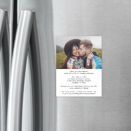 Lättsam Modern Allt-i-ett QR RSVP Foto Bröllop Magnetisk Inbjudningskort