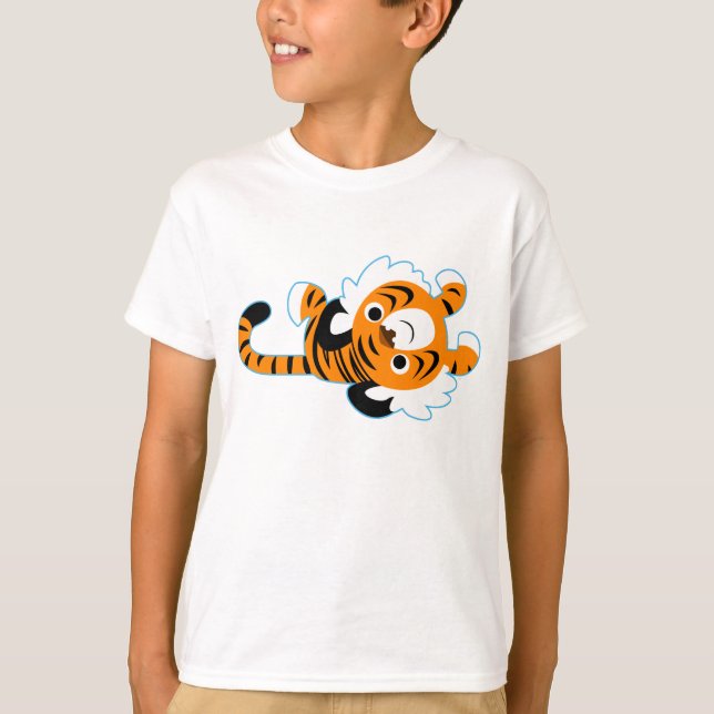 Lättsam söt tecknad tiger barn t-shirt (Framsida)