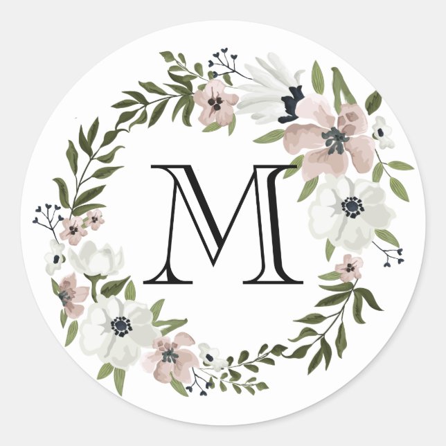 Lättsinnig Blommigt Round Sticker Runt Klistermärke (Framsida)